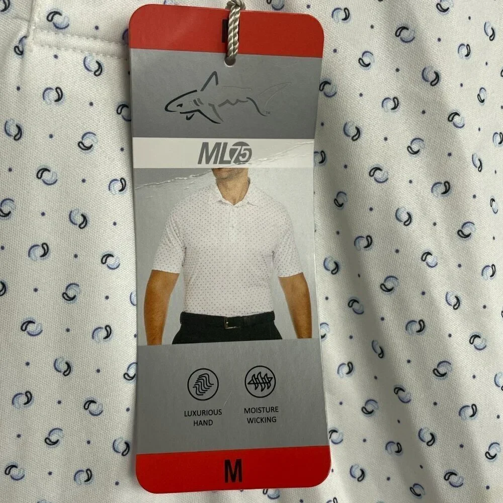 NEW Greg Norman ML75 Men's M Polo Shirt Luxurious Moisture Wicking Pattern
